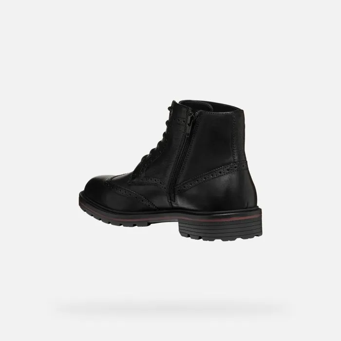 Man Geox Ankle Boots WALK PLEASURE C MAN Black Ankle Boots With Laces Black