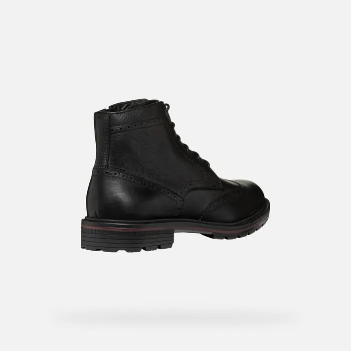 Man Geox Ankle Boots WALK PLEASURE C MAN Black Ankle Boots With Laces Black