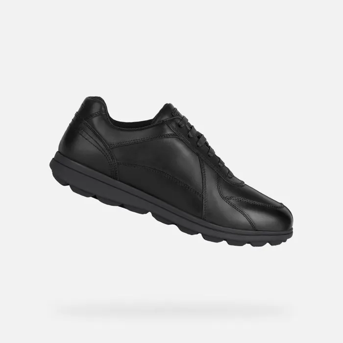 Man Geox Casual Shoes SPHERICA EC12 Men039s Black Leather Sneakers Geox Black