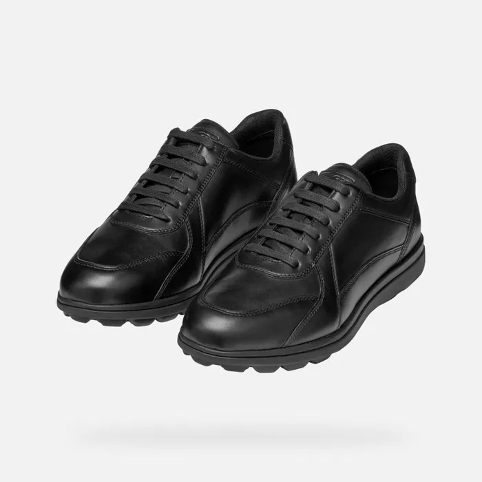 Man Geox Casual Shoes SPHERICA EC12 Men039s Black Leather Sneakers Geox Black