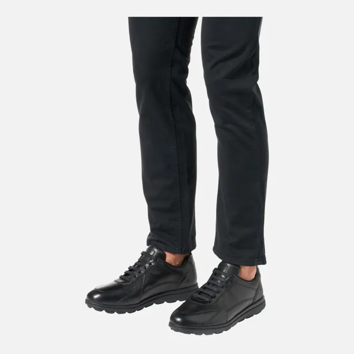 Man Geox Casual Shoes SPHERICA EC12 Men039s Black Leather Sneakers Geox Black