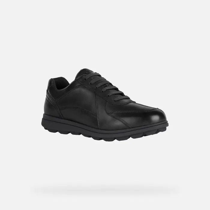 Man Geox Casual Shoes SPHERICA EC12 Men039s Black Leather Sneakers Geox Black