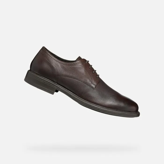 Man Geox Formal Shoes TERENCE MAN Coffee Leather Shoes Coffee