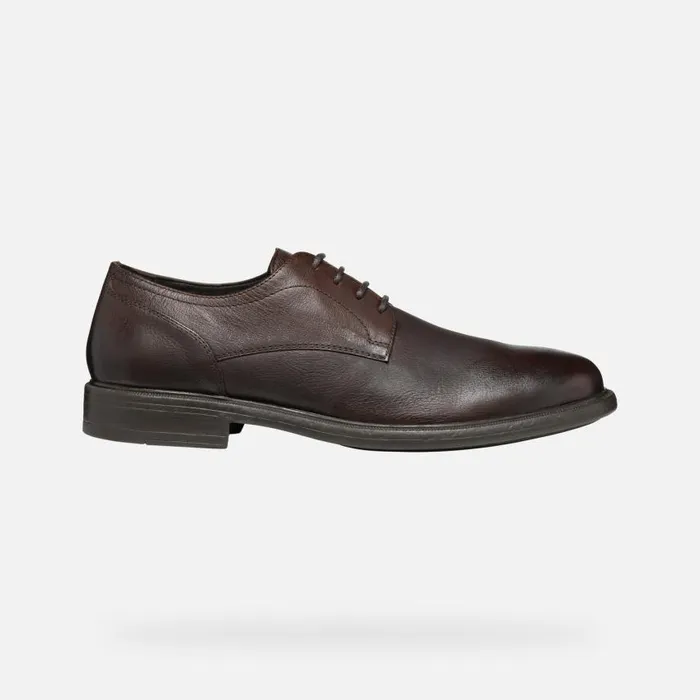 Man Geox Formal Shoes TERENCE MAN Coffee Leather Shoes Coffee