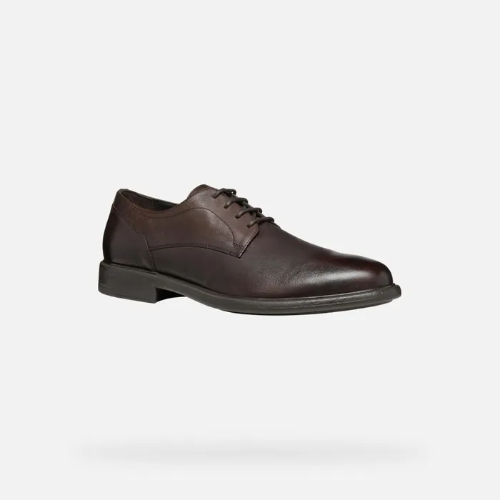 Man Geox Formal Shoes TERENCE MAN Coffee Leather Shoes Coffee