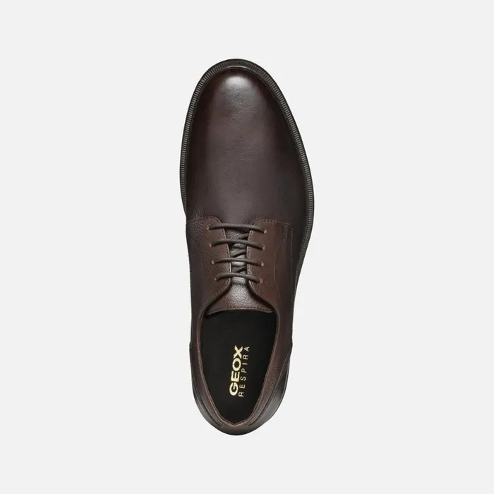Man Geox Formal Shoes TERENCE MAN Coffee Leather Shoes Coffee