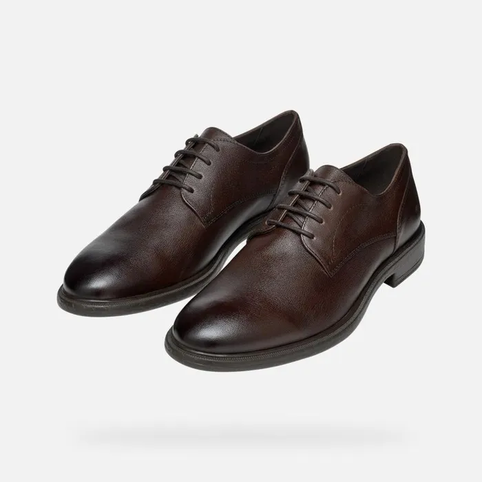 Man Geox Formal Shoes TERENCE MAN Coffee Leather Shoes Coffee