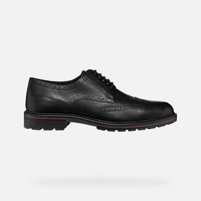 Man Geox Formal Shoes WALK PLEASURE C MAN Black Leather Shoes Black