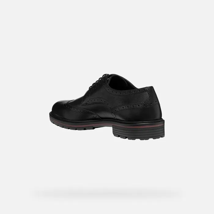 Man Geox Formal Shoes WALK PLEASURE C MAN Black Leather Shoes Black