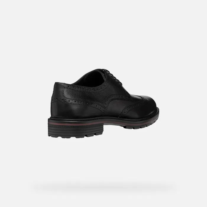 Man Geox Formal Shoes WALK PLEASURE C MAN Black Leather Shoes Black