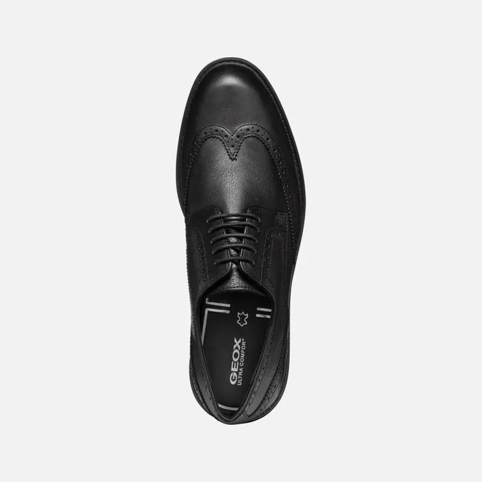 Man Geox Formal Shoes WALK PLEASURE C MAN Black Leather Shoes Black