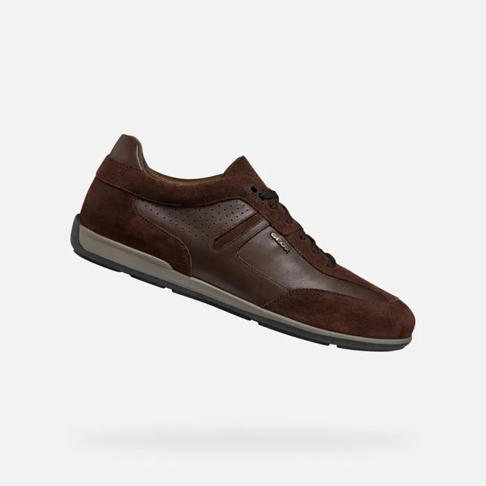 Man Geox Sneakers IONIO MAN Dark Coffee Low Top Sneakers Dark Coffee