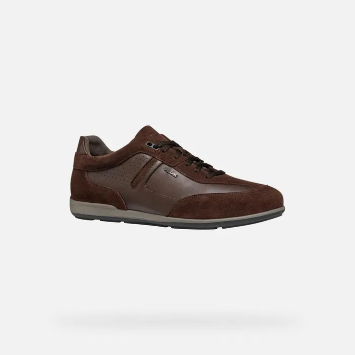Man Geox Sneakers IONIO MAN Dark Coffee Low Top Sneakers Dark Coffee