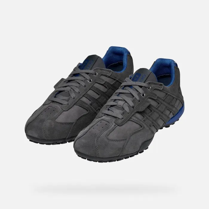 Man Geox Sneakers SNAKE MAN Graphite Low Top Sneakers Graphite