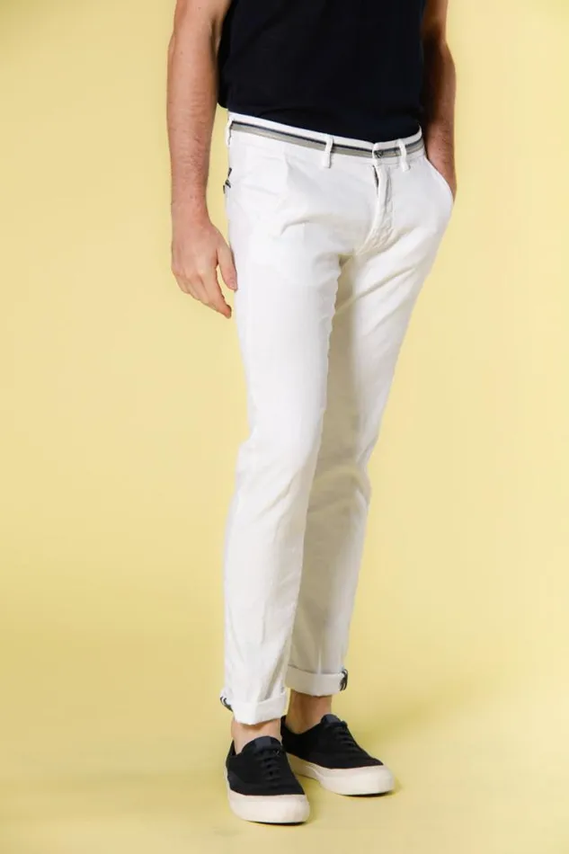 Man Torino Oxford Chino Pants In Linen And Cotton With Ribbons Slim Mason039s Pants