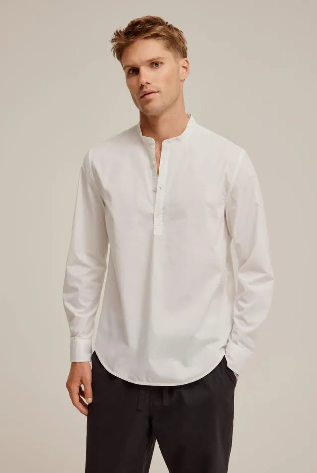 Man Venroy Shirts Grandad Collar Pop Over Shirt