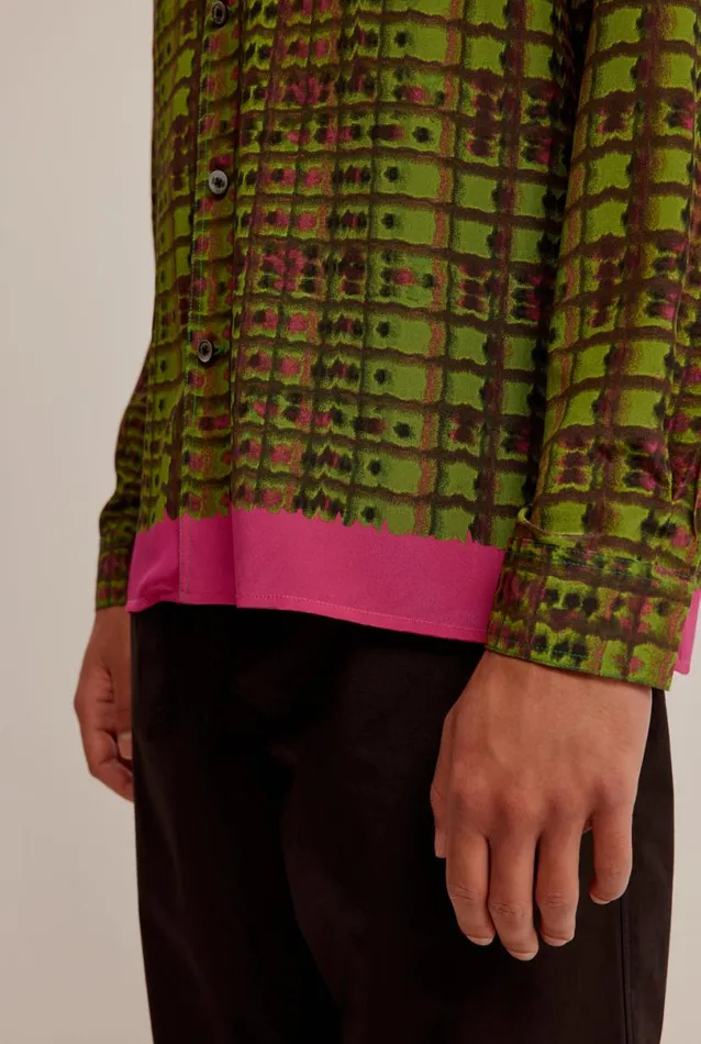Man Venroy Shirts Long Sleeve Relaxed Silk Camp Collar Shirt