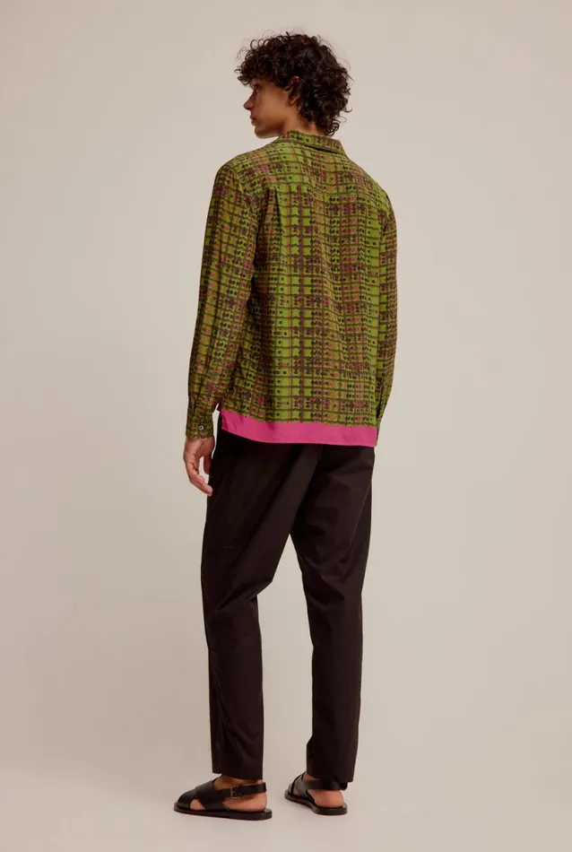 Man Venroy Shirts Long Sleeve Relaxed Silk Camp Collar Shirt