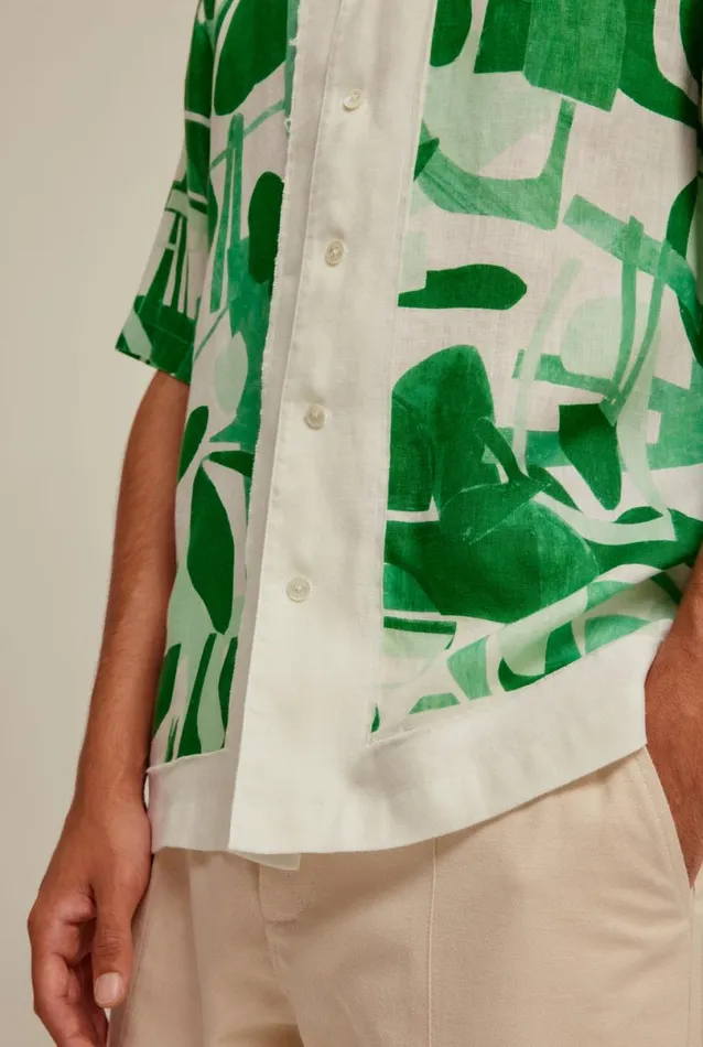 Man Venroy Shirts Relaxed Printed Camp Collar Shirt