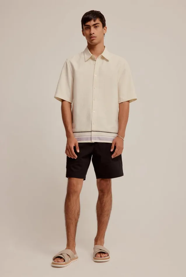 Man Venroy Shirts Stripe Mid Sleeve Border Shirt