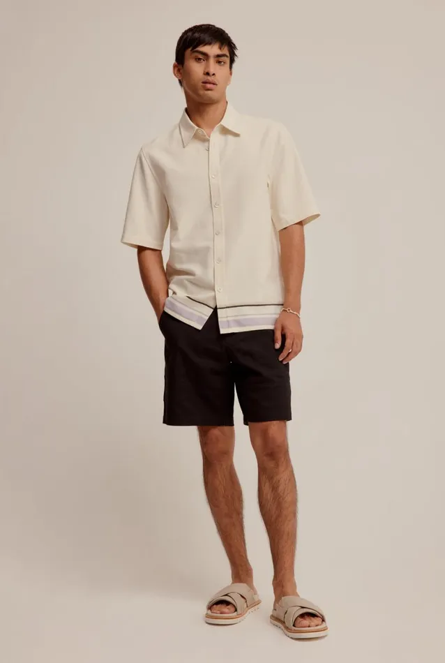 Man Venroy Shirts Stripe Mid Sleeve Border Shirt