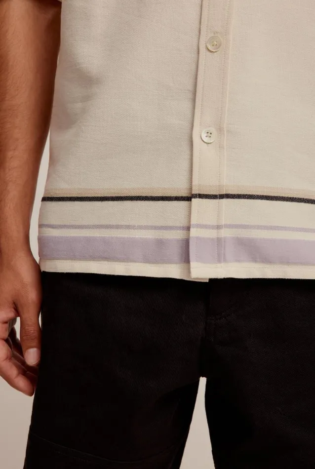 Man Venroy Shirts Stripe Mid Sleeve Border Shirt