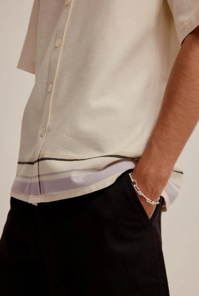 Man Venroy Shirts Stripe Mid Sleeve Border Shirt