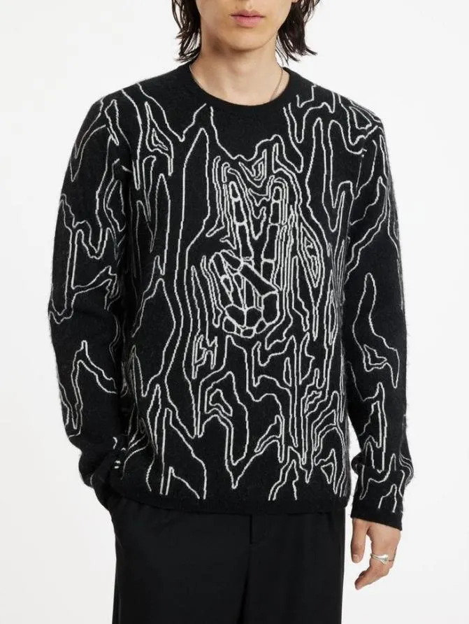 MARQUEE CREWNECK SWEATER Black Clothing John Varvatos Sweaters