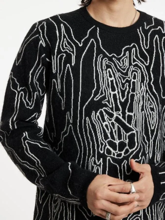 MARQUEE CREWNECK SWEATER Black Clothing John Varvatos Sweaters