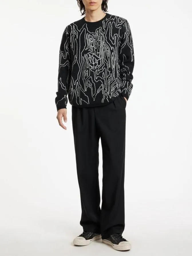 MARQUEE CREWNECK SWEATER Black Clothing John Varvatos Sweaters
