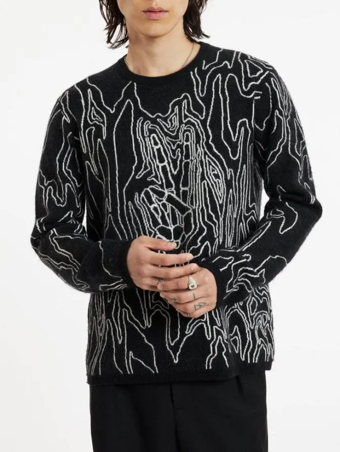 MARQUEE CREWNECK SWEATER Black Clothing John Varvatos Sweaters