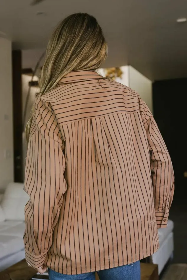 Matilda Striped Button Up In Brown Brown Women Bohme Tops