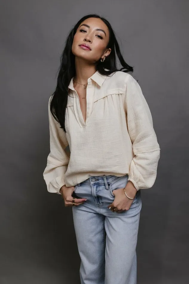 Mattie Textured Top Cream Women Bohme Tops