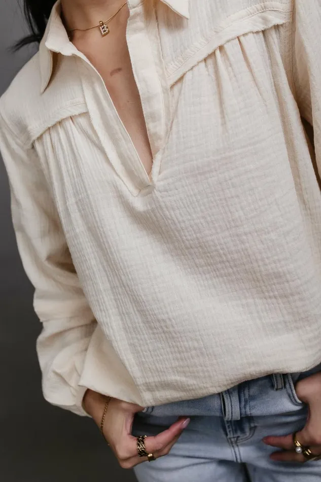 Mattie Textured Top Cream Women Bohme Tops