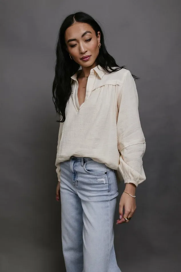 Mattie Textured Top Cream Women Bohme Tops