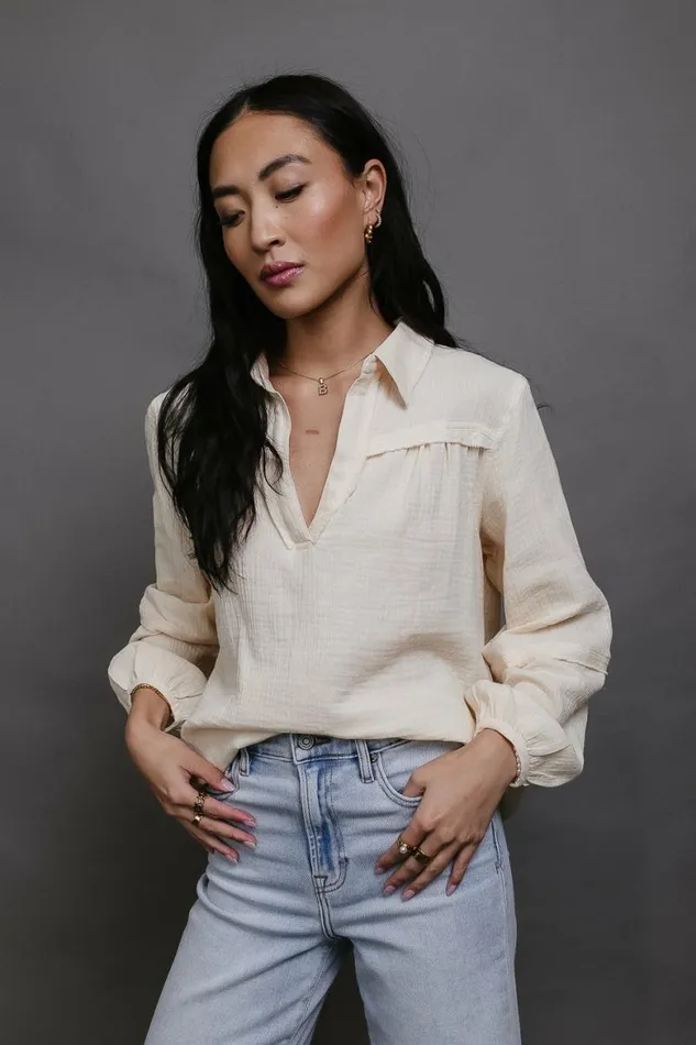 Mattie Textured Top Cream Women Bohme Tops
