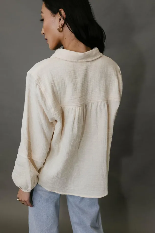 Mattie Textured Top Cream Women Bohme Tops