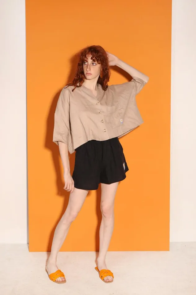 Maxim Linen Shirt Mushroom WomensShop LF Markey Tops