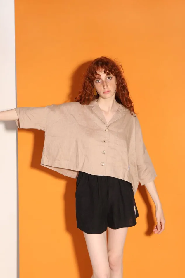 Maxim Linen Shirt Mushroom WomensShop LF Markey Tops