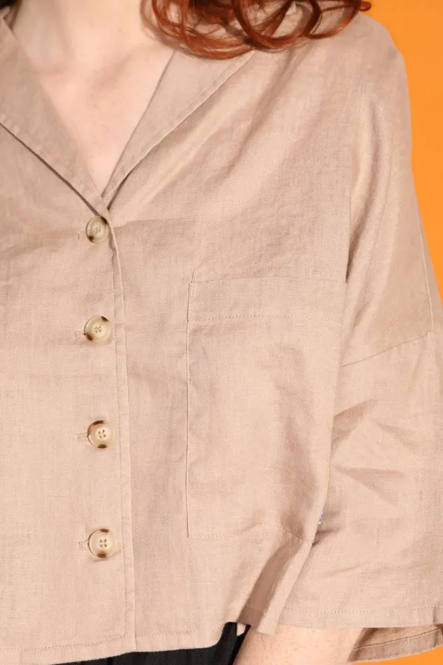 Maxim Linen Shirt Mushroom WomensShop LF Markey Tops