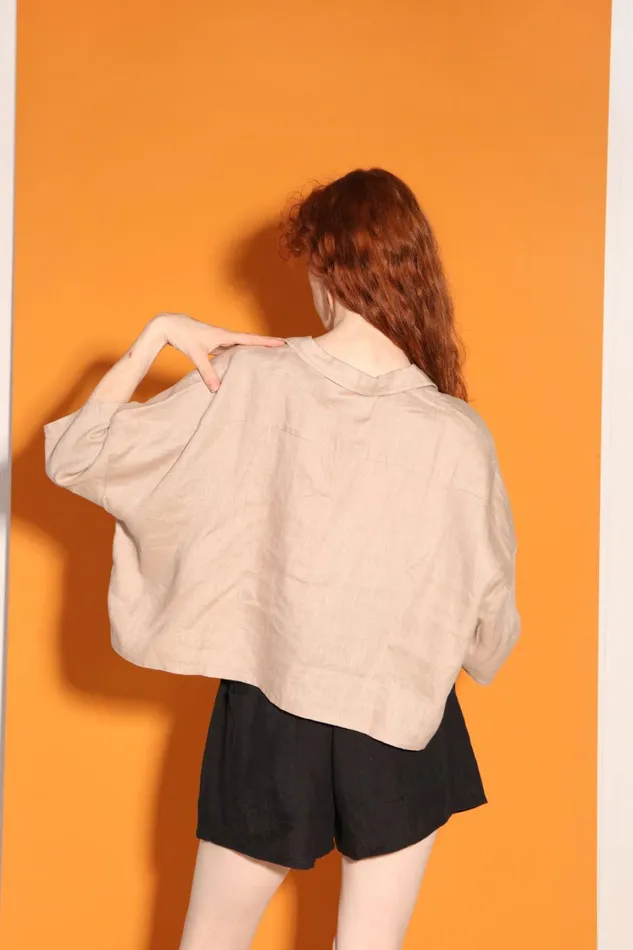 Maxim Linen Shirt Mushroom WomensShop LF Markey Tops