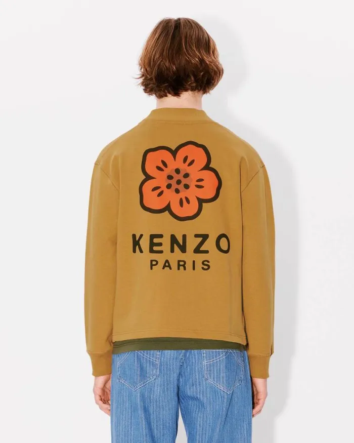 Men 039Boke Flower039 Embroidered Cardigan Dark Camel Kenzo Sweatshirts And Hoodies