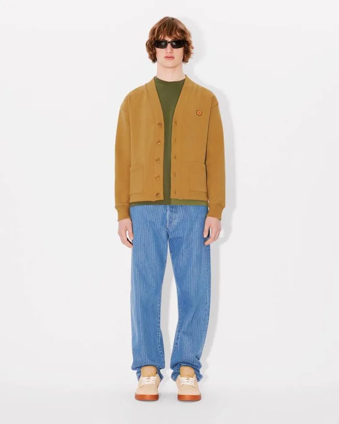 Men 039Boke Flower039 Embroidered Cardigan Dark Camel Kenzo Sweatshirts And Hoodies