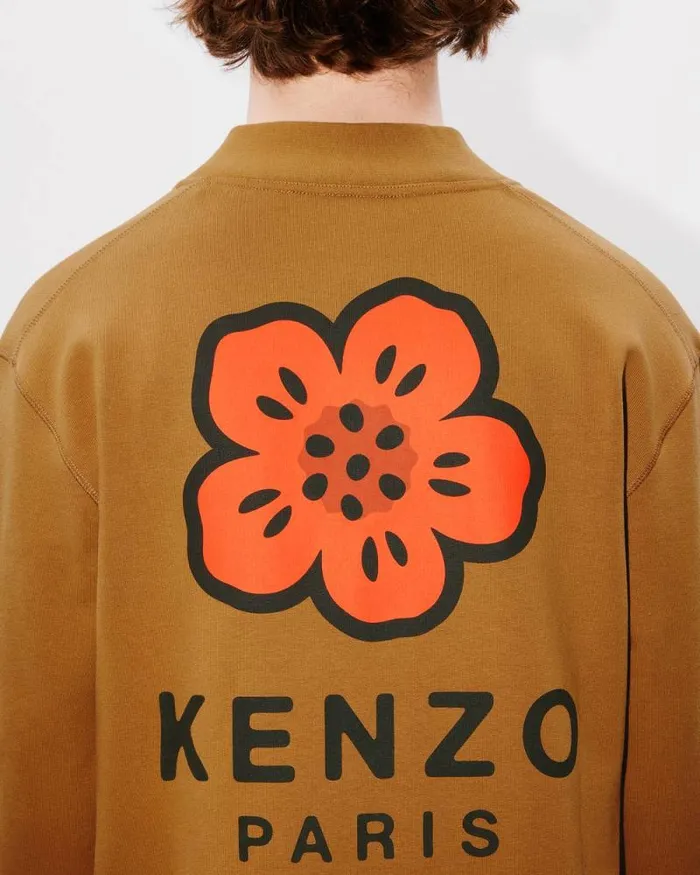 Men 039Boke Flower039 Embroidered Cardigan Dark Camel Kenzo Sweatshirts And Hoodies