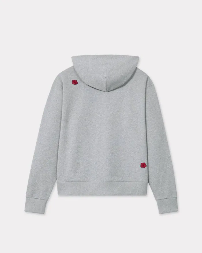 Men 039Boke Flower039 Embroidered Hoodie In Cotton Pearl Grey Kenzo Sweatshirts And Hoodies