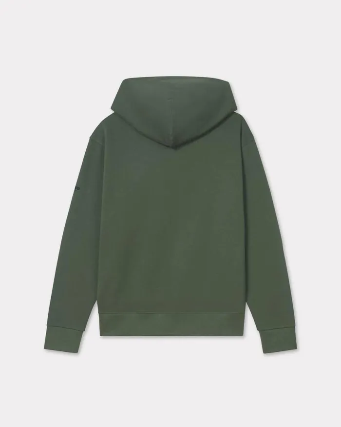 Men 039Boke Flower039 Embroidered Zipped Hoodie In Cotton Dark Khaki Kenzo Sweatshirts And Hoodies