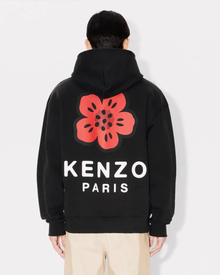 Men 039Boke Flower039 Oversized Embroidered Hoodie Black Kenzo Sweatshirts And Hoodies