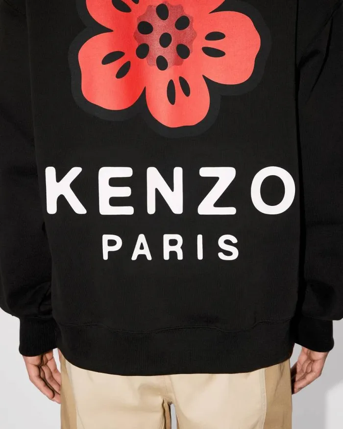 Men 039Boke Flower039 Oversized Embroidered Hoodie Black Kenzo Sweatshirts And Hoodies