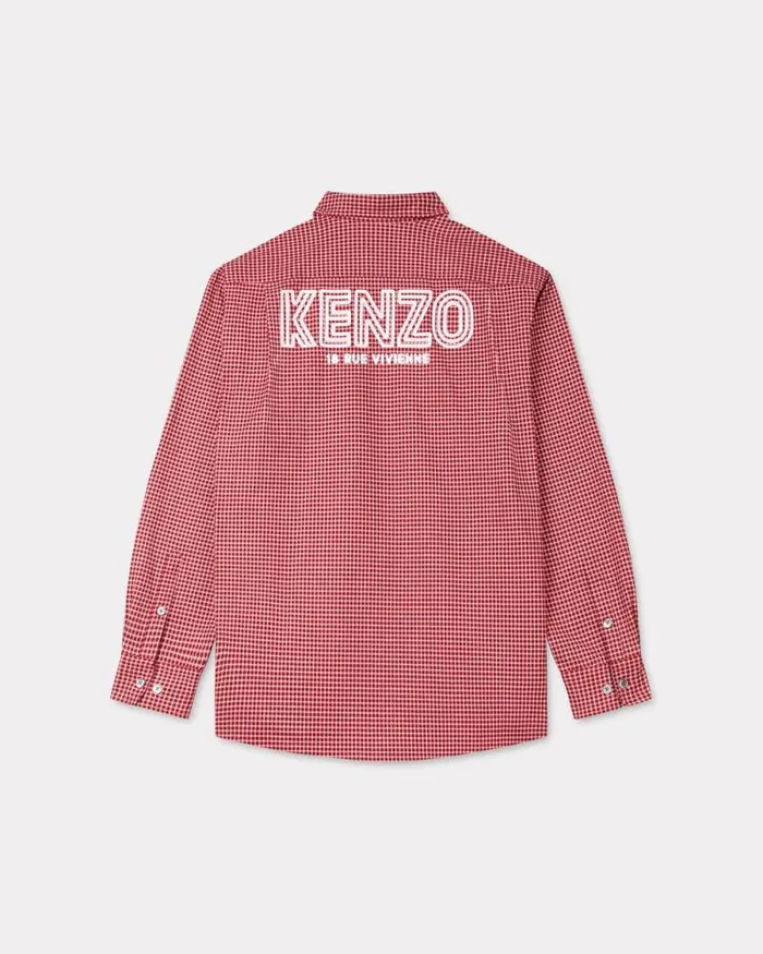 Men 039KENZO Archive 1970039 Embroidered Military Shirt Cherry Kenzo Shirts