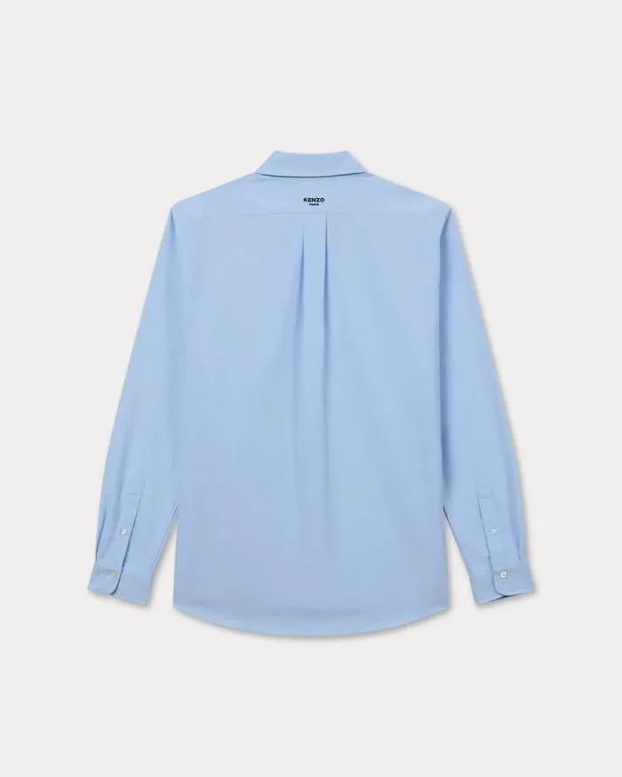 Men 039KENZO Pop039 Casual Oxford Shirt Sky Blue Kenzo Shirts